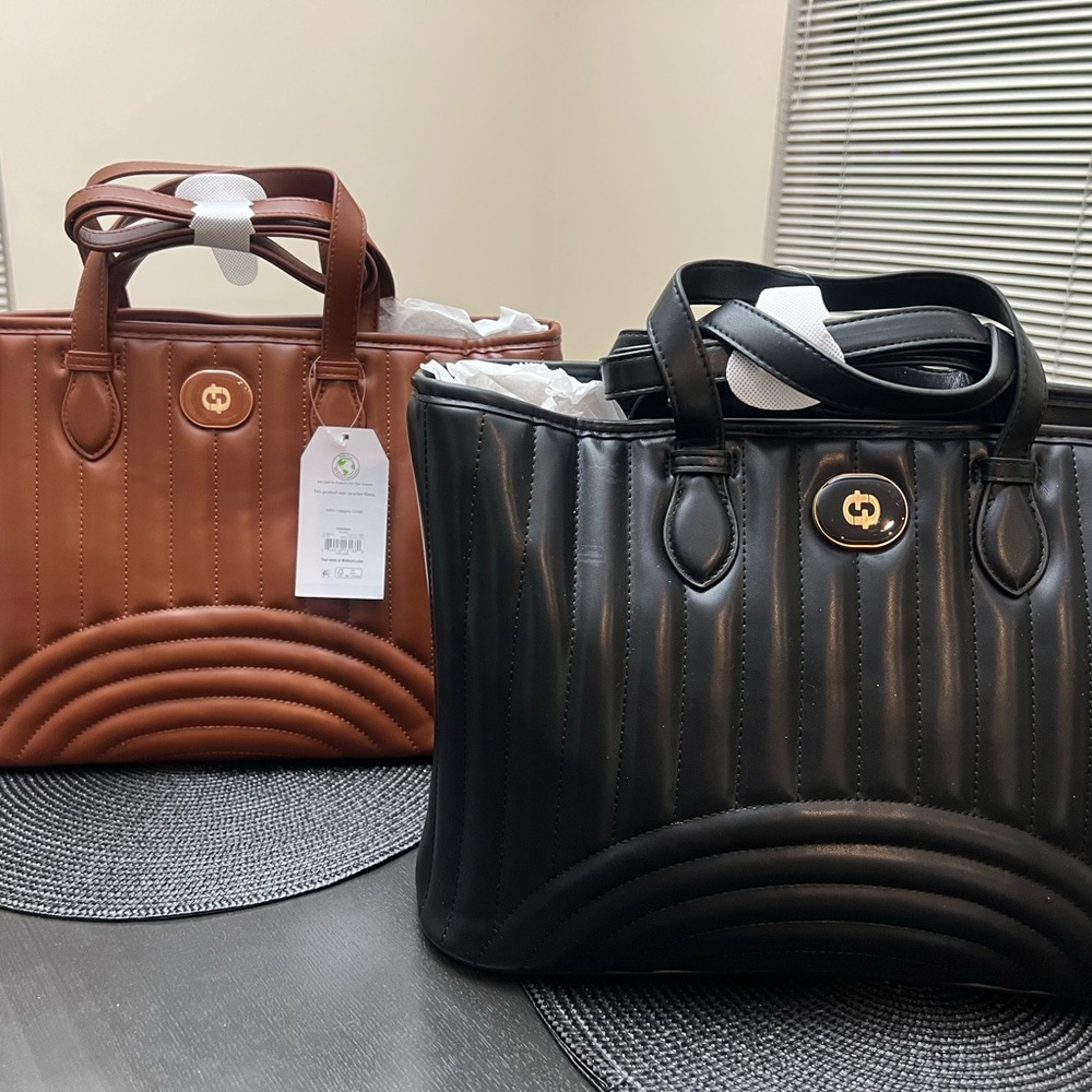 Elegant Black and Brown Quilted Women's Handbag